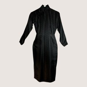 Vintage 50s Traditional Silk Qipao Form Fitting Brocade High Collar Dress XXS